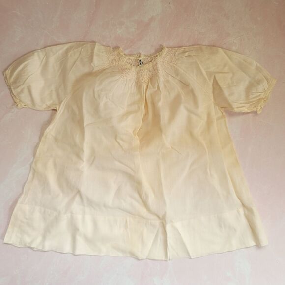 Vintage cream smocked nightgown country cottage pr